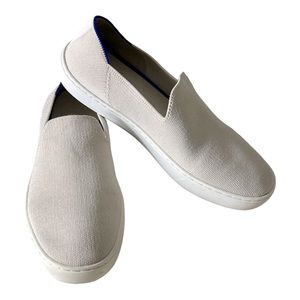 Rothy's Cream and Blue Slip-On Sneakers